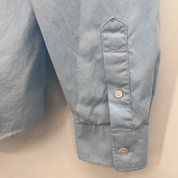 Burberry Men’s Luxury Light Blue Button-Up Shirt with Check Cuffs Size M - Picture 7 of 12